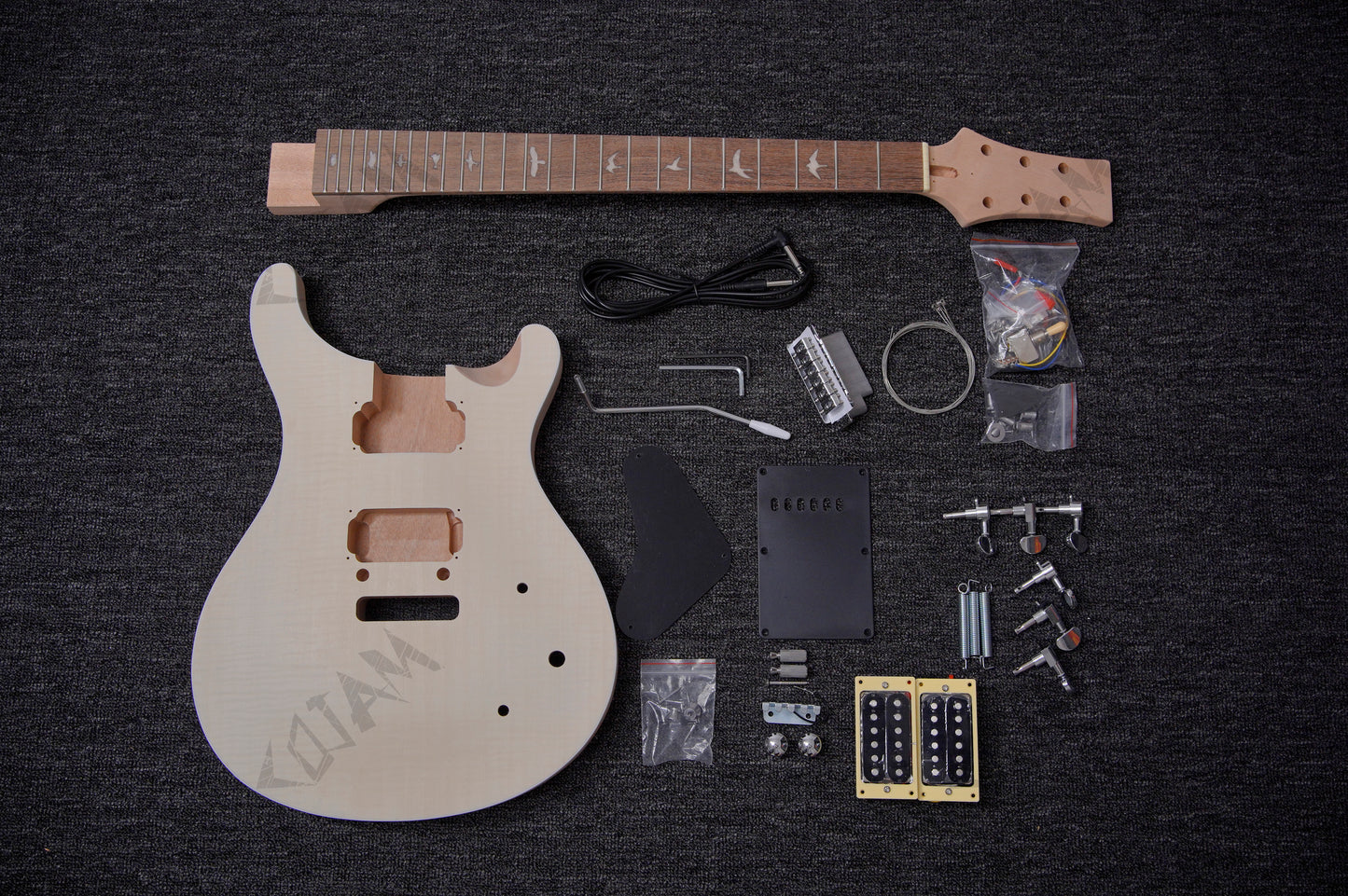 PR Style DIY Electric Guitar Kit with flamed maple top